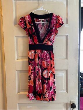 Flower Print Short Sleeve Dress